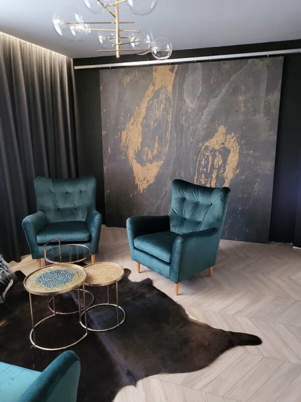 Kamenná dyha Black Slate Gold 122x244x0,2 cm