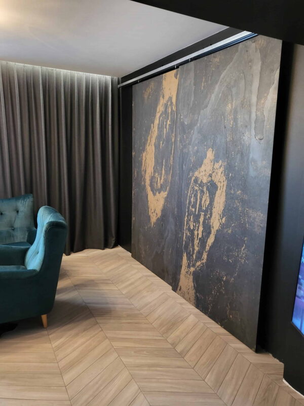 Kamenná dyha Black Slate Gold 122x61x0,2 cm