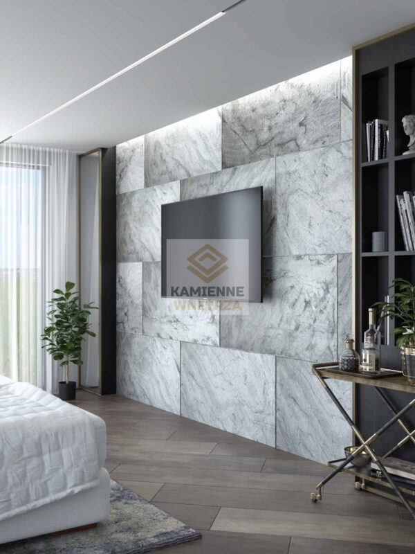 Strieborná sivá kamenná dyha 122x61x0,2 cm Transparent